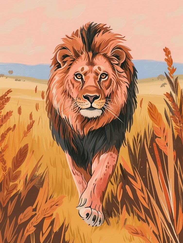 Barbary Lion Hunting Illustration 4