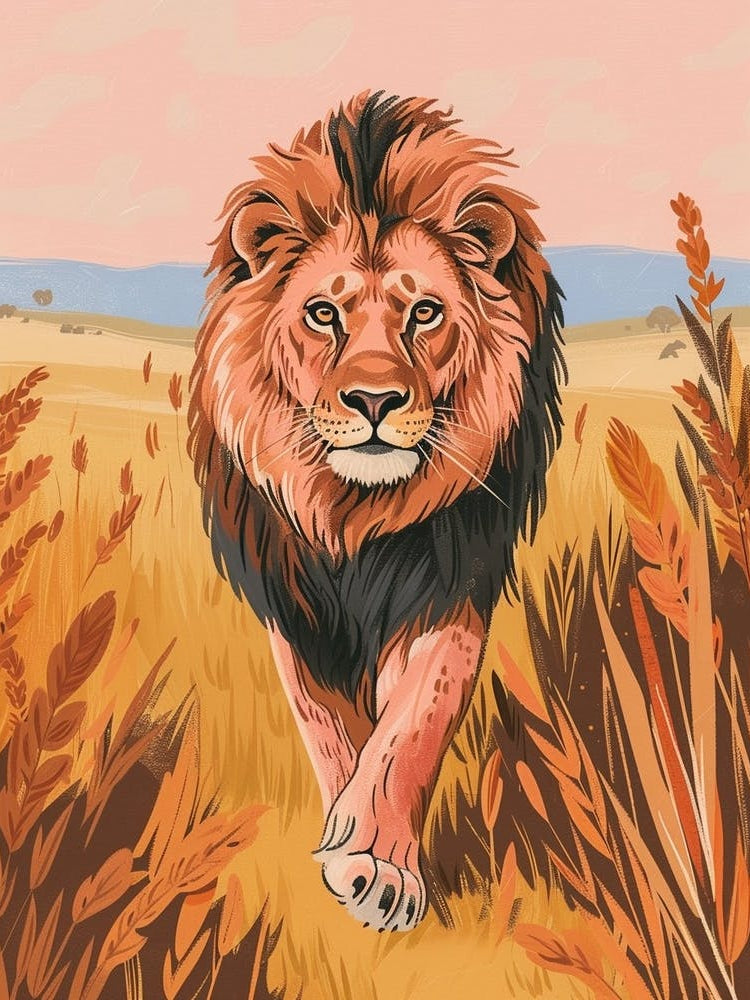 Barbary Lion Hunting Illustration 4