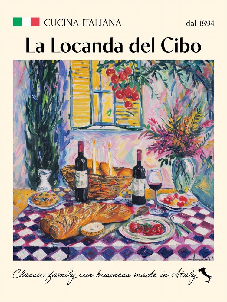La Locanda Del Cibo Trattoria Italian Poster Food Kitchen