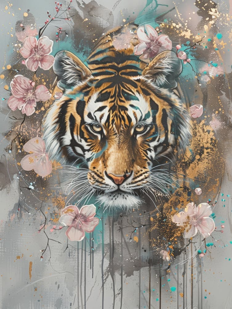 Tiger With Flowers 4