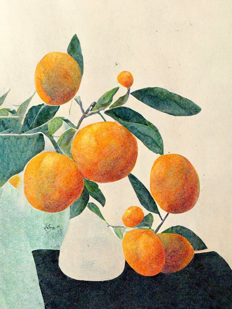 Orange Tree Branch In A Vase Still Nature
