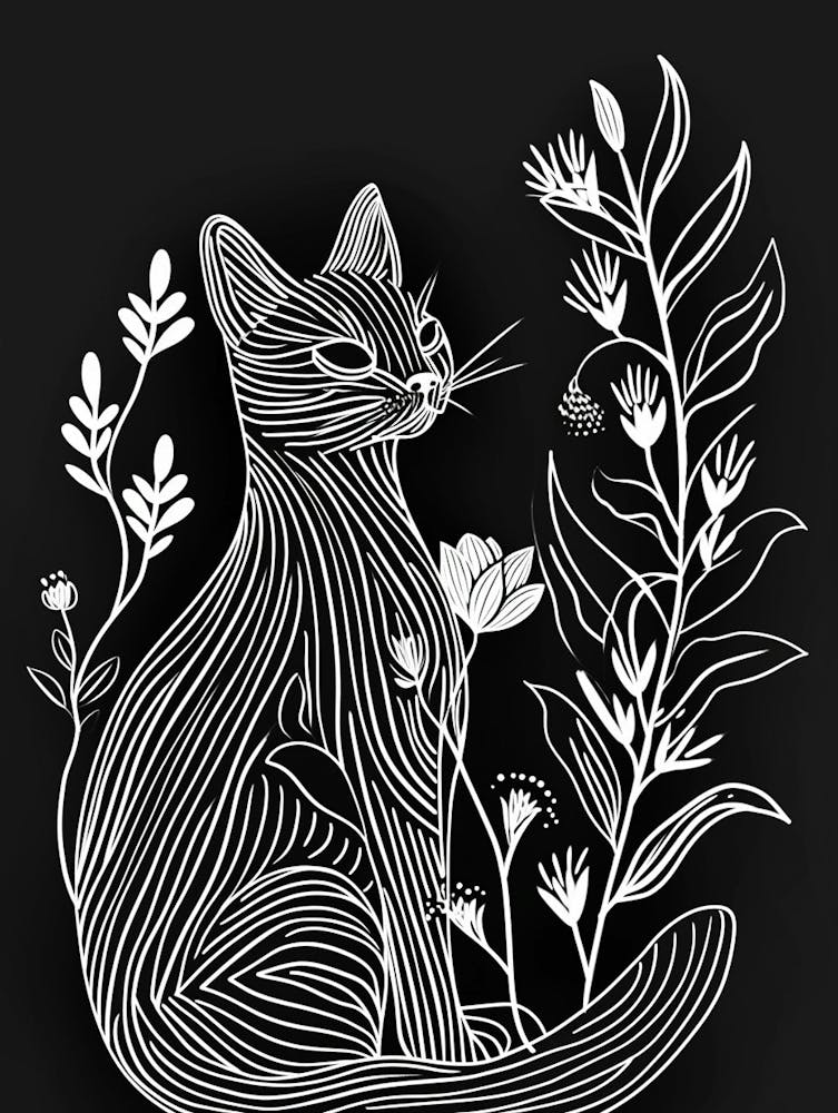 Chausie Cat Minimalist Illustration 2