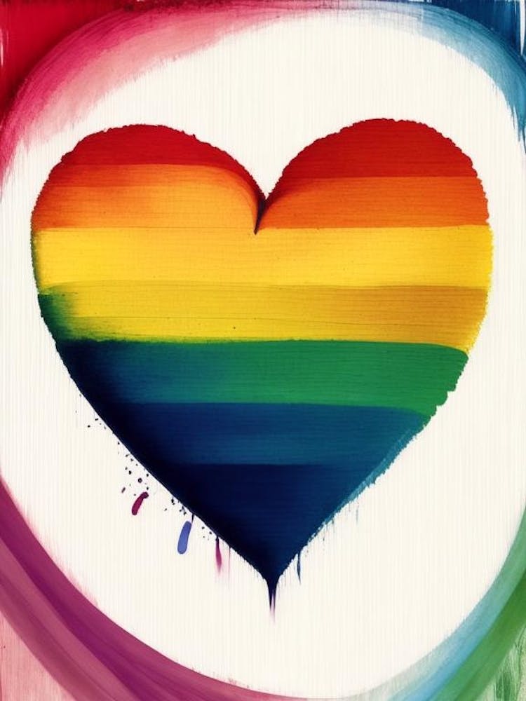 Rainbow Heart 1, Symbol Abstract Painting