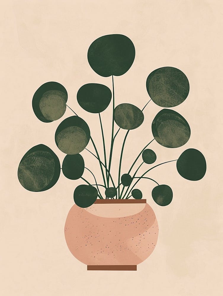 Pilea Plant Minimalist Illustration 4