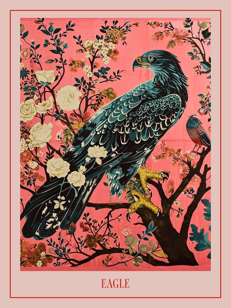 Floral Animal Painting Eagle 2 Poster