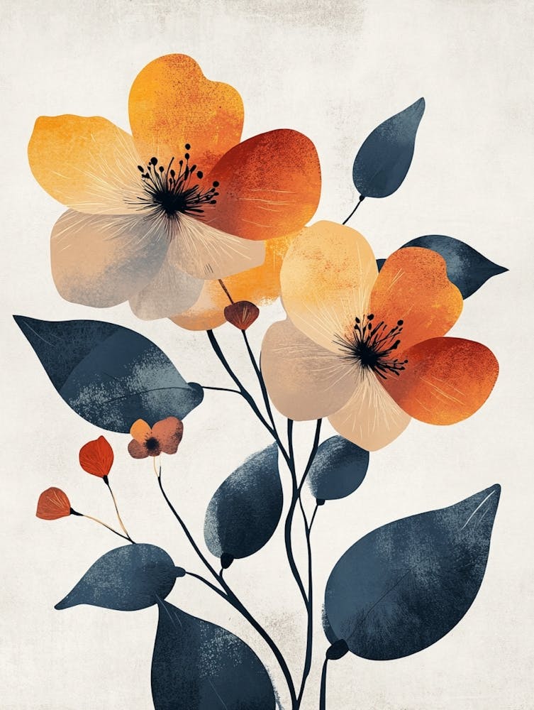 Orange And Blue Flowers