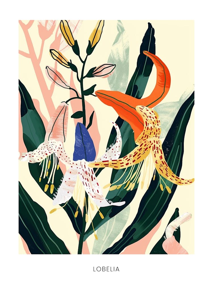 Colourful Flower Illustration Poster Lobelia 4