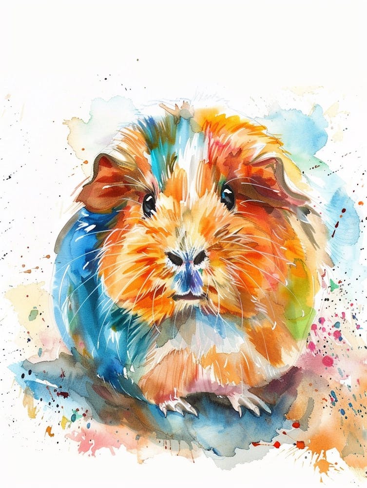 Guinea Pig Colourful Watercolour 3