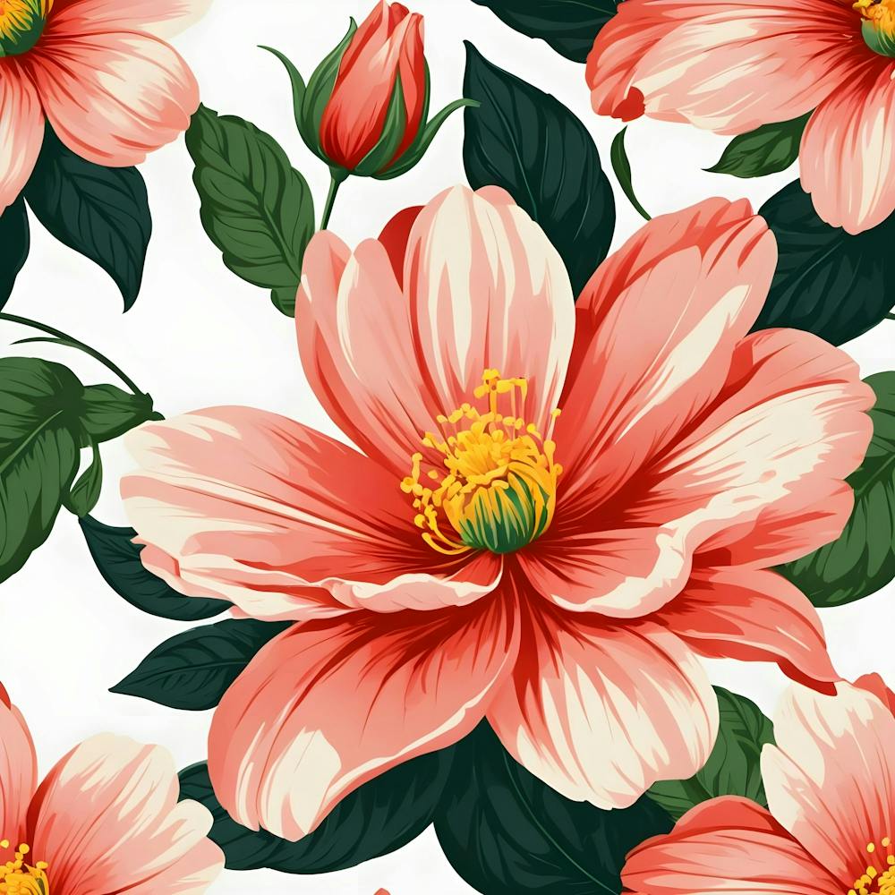 Seamless Pattern With Pink Flowers 1