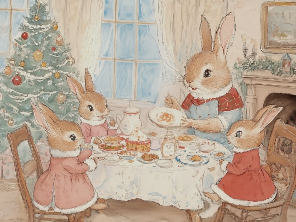 Rabbits Enjoying Holiday Meal