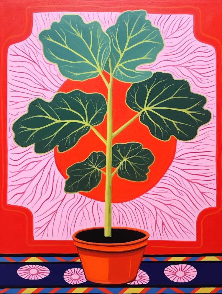 Pink And Red Plant Illustration Fiddle Leaf Fig 2