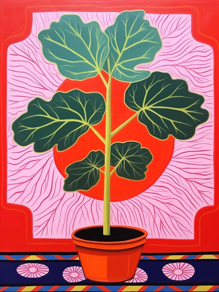 Pink And Red Plant Illustration Fiddle Leaf Fig 2