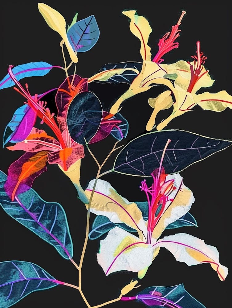 Neon Flowers On Black Bougainvillea 3