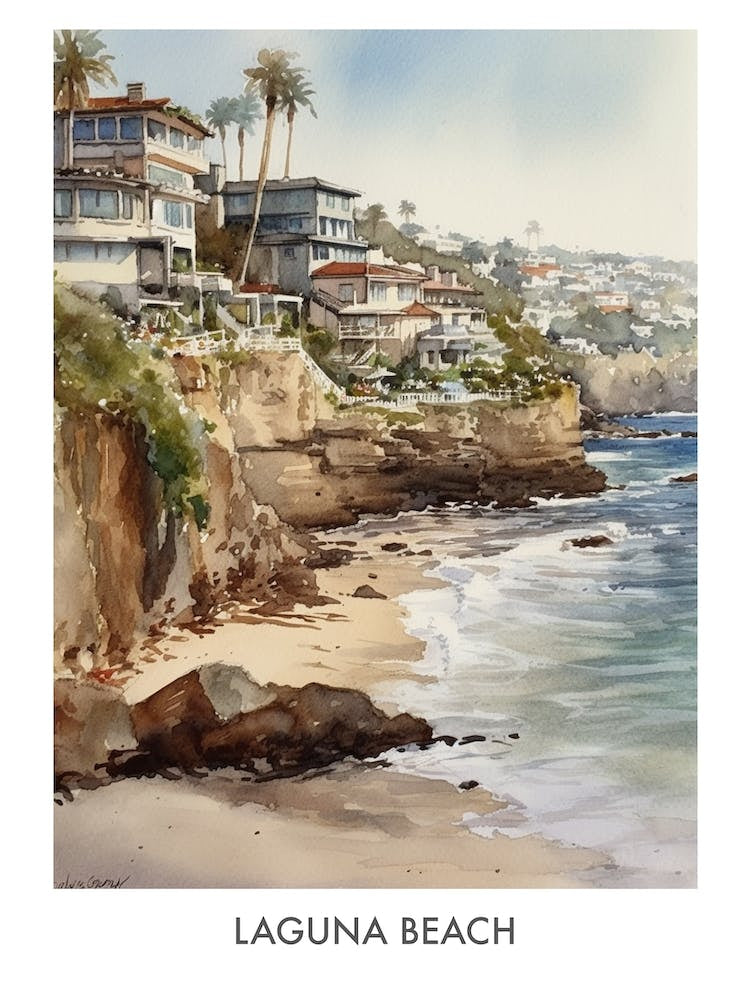 Laguna Beach Watercolor 1travel Poster