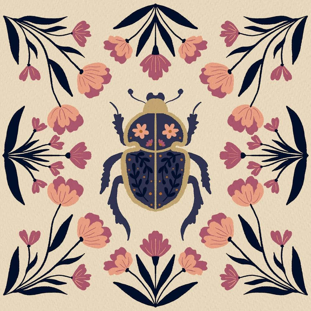 Beetle and flowers - autumn palette