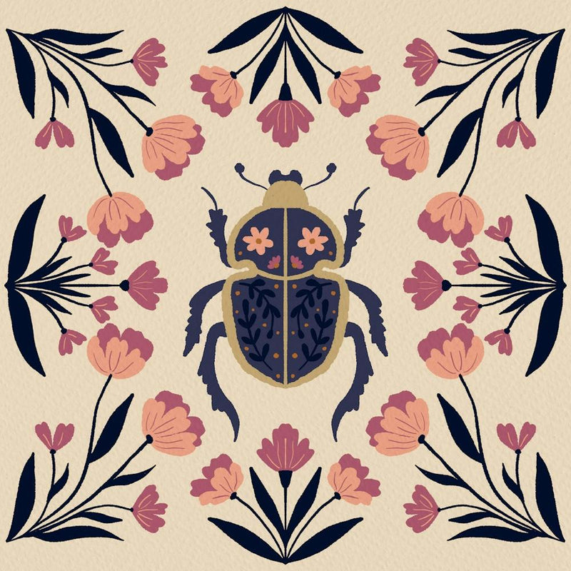 Beetle and flowers - autumn palette