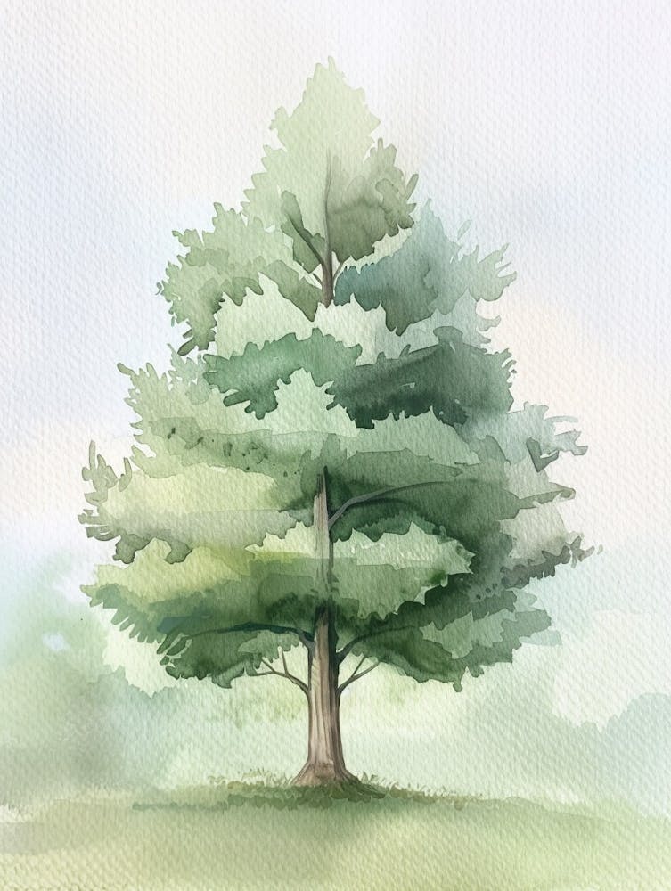 Cedar Tree Atmospheric Watercolour Painting 2