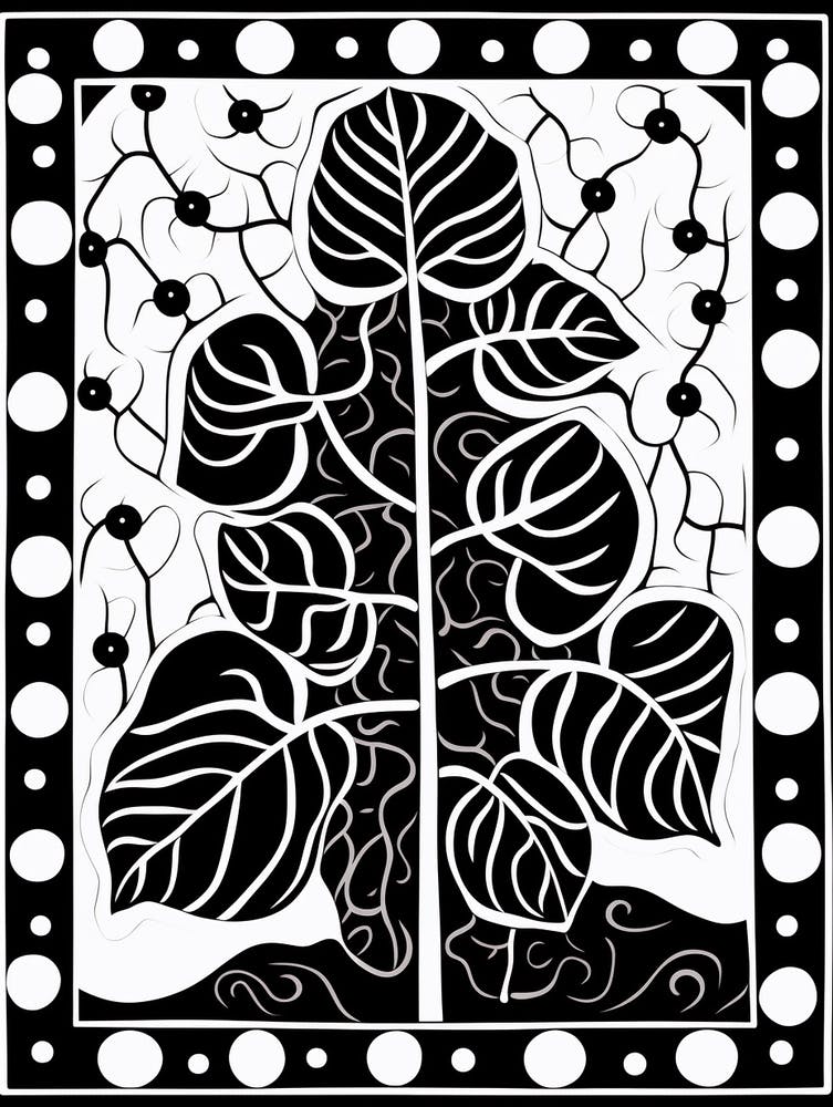 B&W Plant Illustration Hoya 4