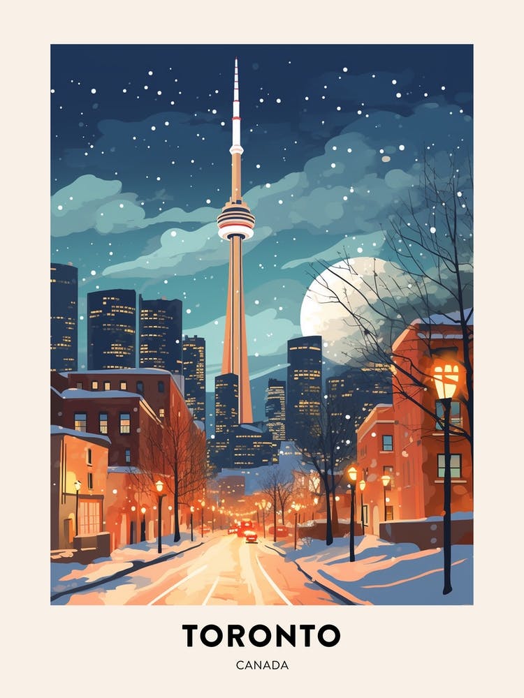 Winter Night  Travel Poster Toronto Canada 2