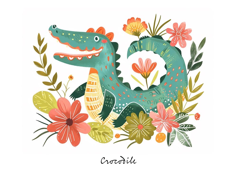 Little Floral Crocodile 3 Poster