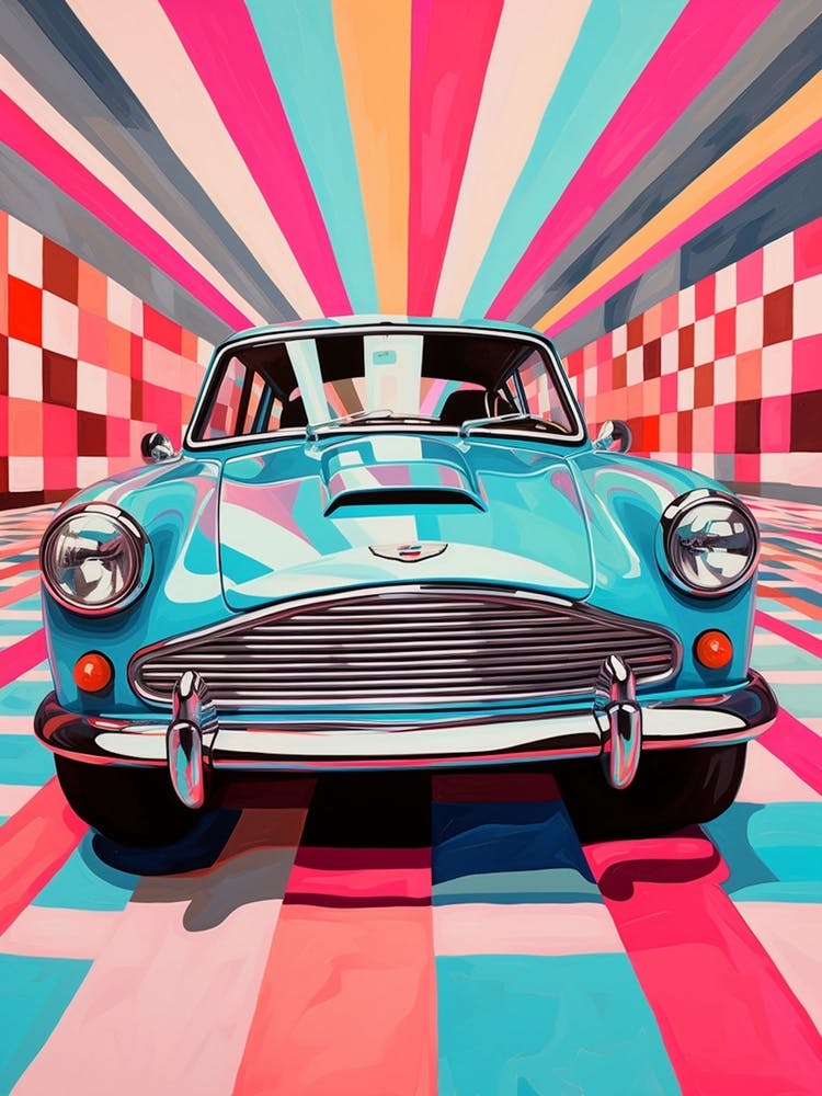 Retro Classic Car Pop Art Inspired Geometric