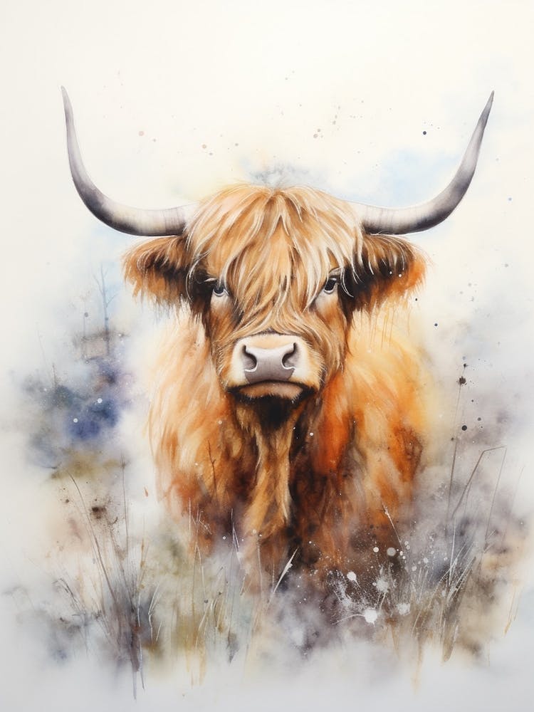 Highland Cow In The Grassy Land 1