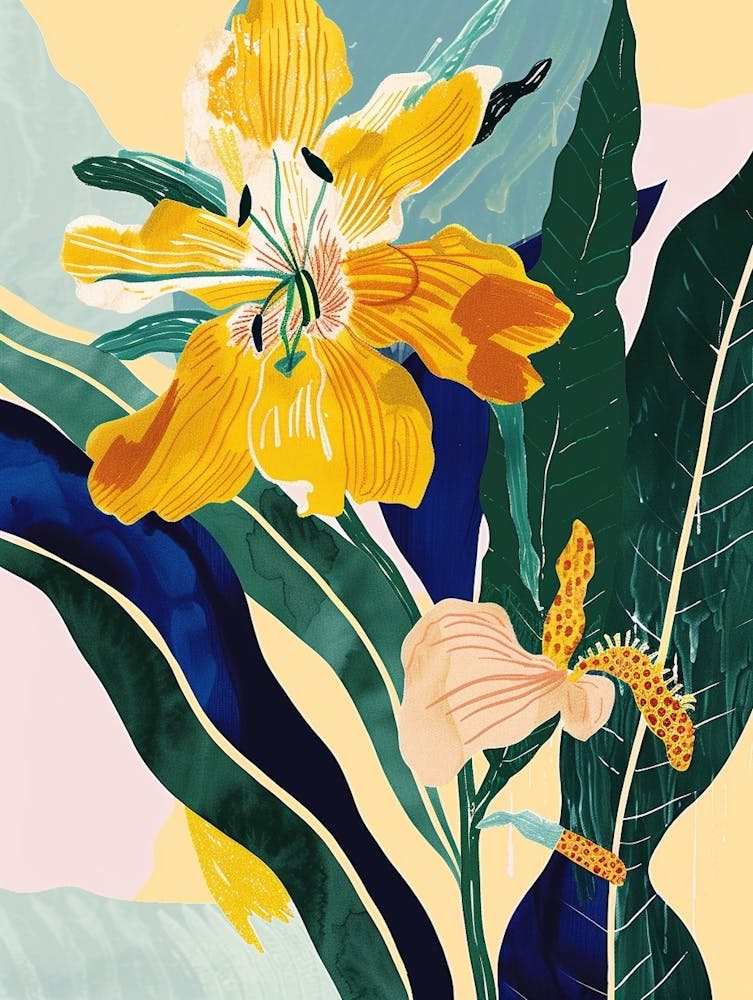 Colourful Flower Illustration Evening Primrose 2