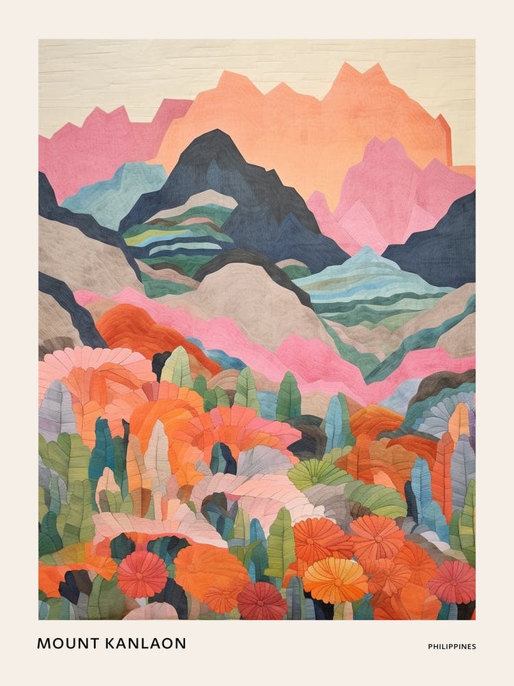 Mount Kanlaon Philippines 1 Colourful Mountain Illustration Poster