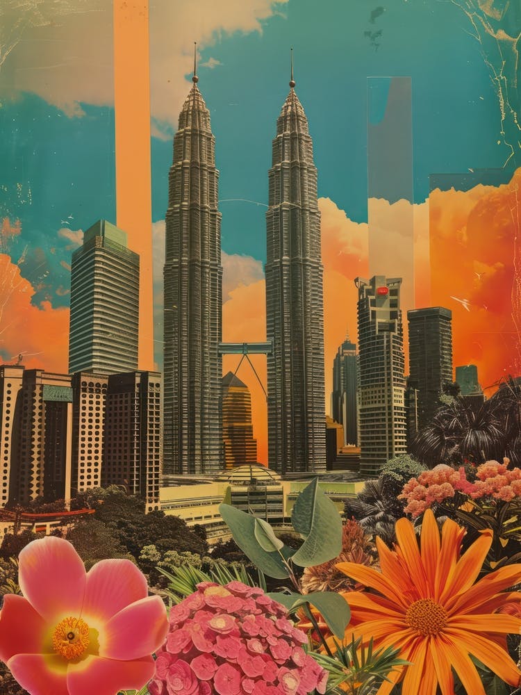 Kuala Lumpur   Floral Retro Collage Style 4