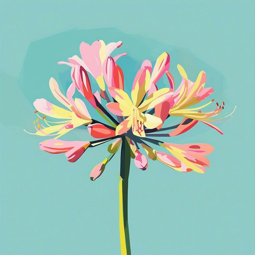 Agapanthus 3 Square Flower Illustration