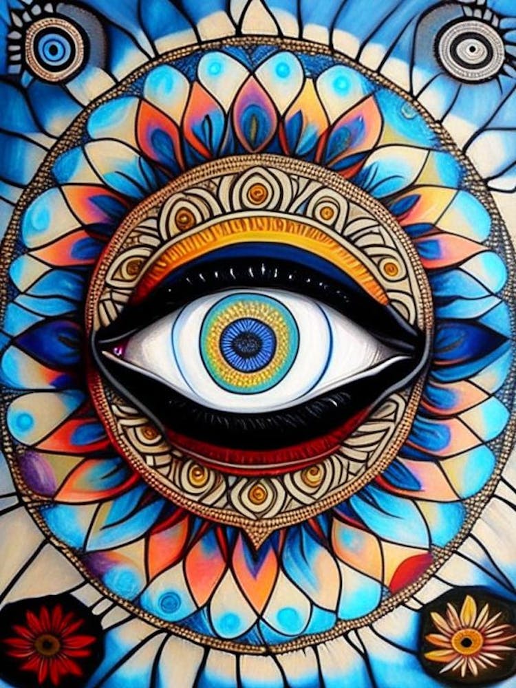 Mandala With An Eye, Symbol, Third Eye Rothko Neutral