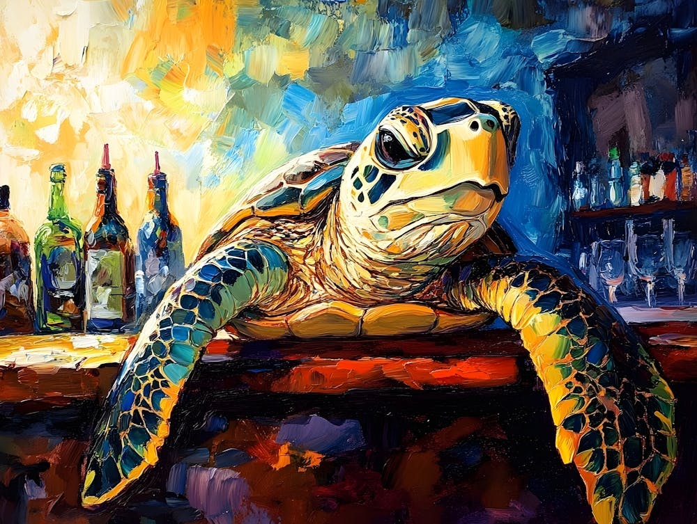 Sea Turtle At The Beach Bar 6