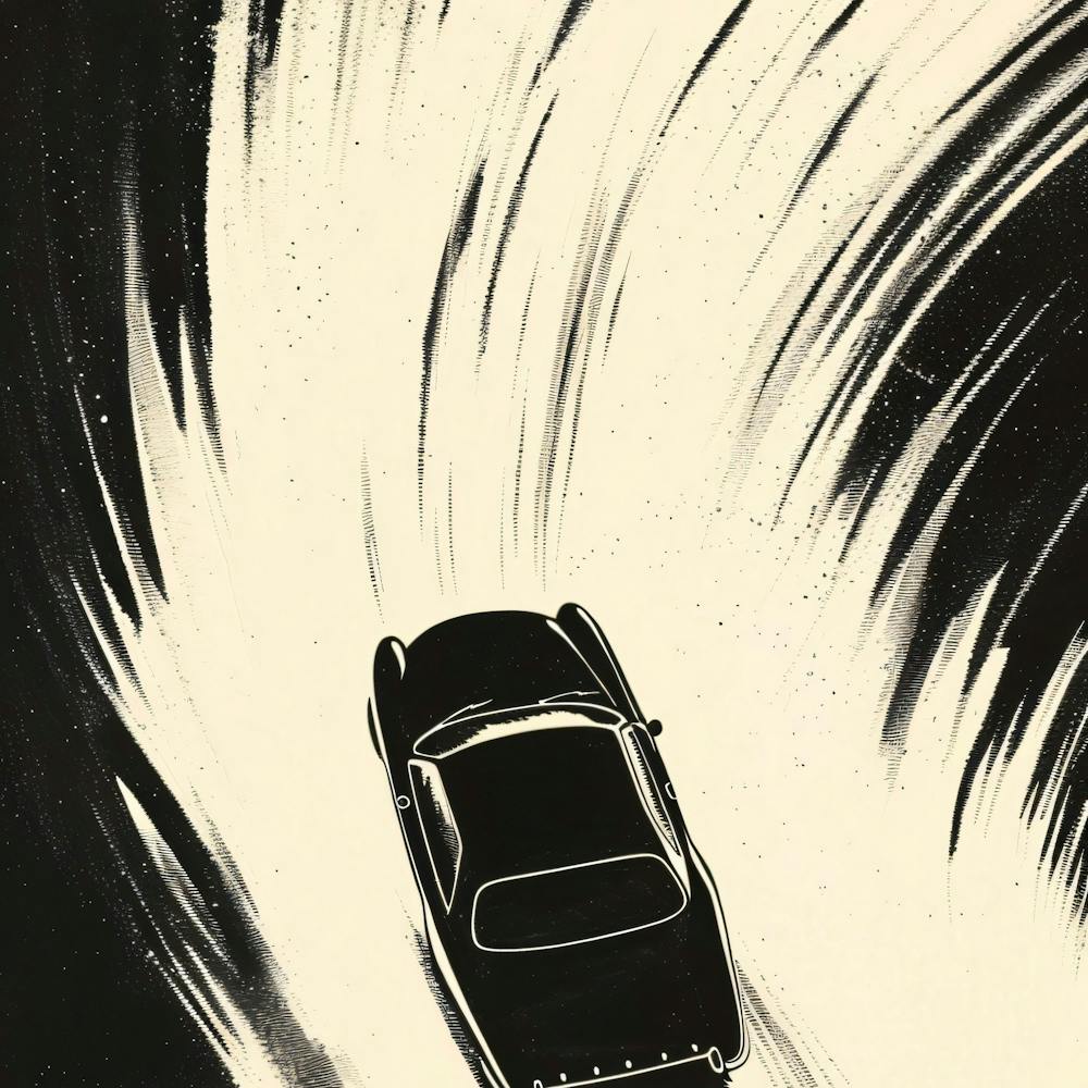 Car Driving Through A Storm