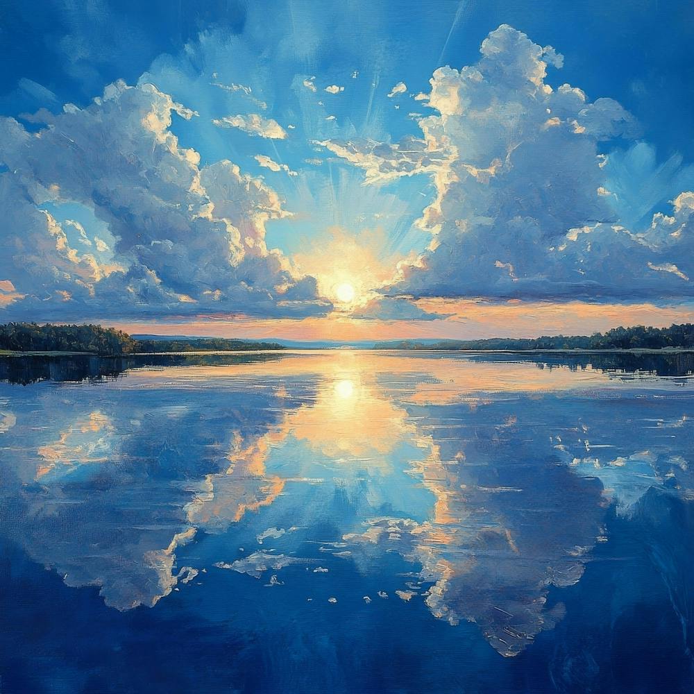Sunset Reflected In Water Art