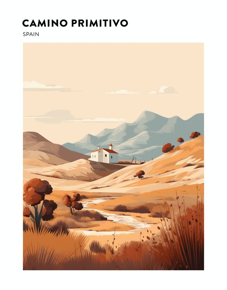 Camino Primitivo Spain 2 Hiking Trail Landscape Poster