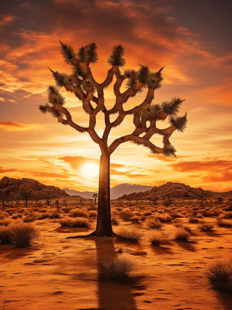 Joshua Tree At Sunrise In The Style Of Gold And Black (4)