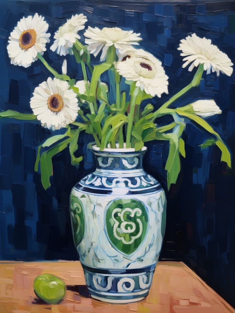 Flowers In A Vase Still Life Painting Oxeye Daisy 2