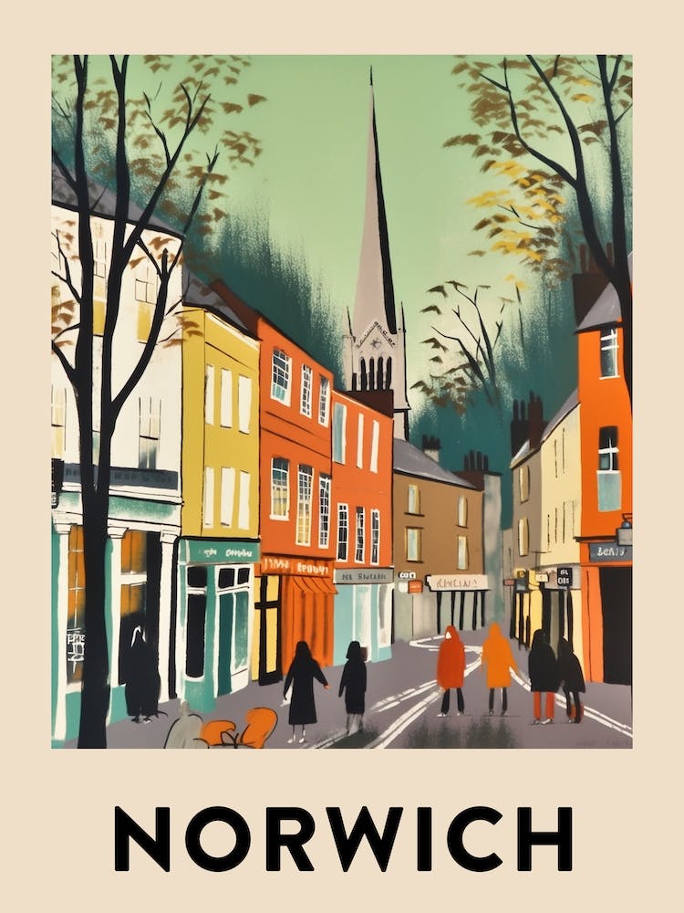 Norwich 3 Vintage Travel Poster