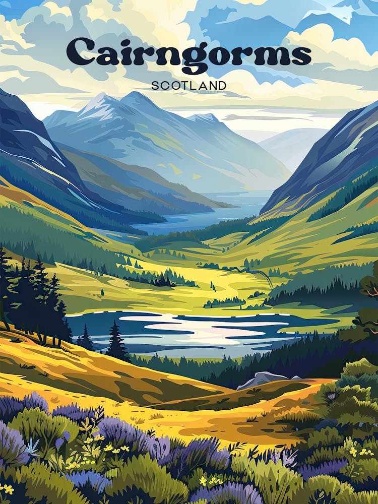 Cairngorms Scotland National Park Kunstillustration