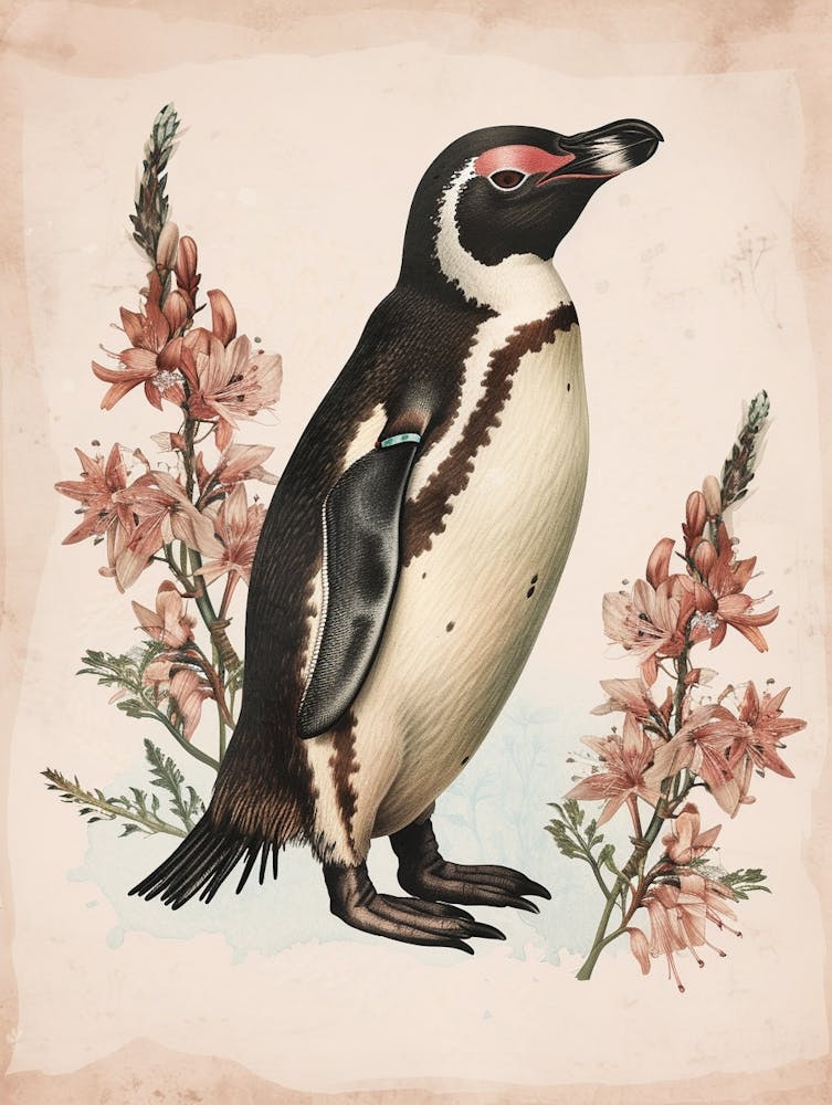 Adlie Pinguin Dunedin Taiaroa Head Vintage Botanische Malerei 3