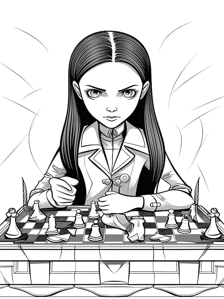 Wednesday Addams Line Art Illustration 2 Fan Art