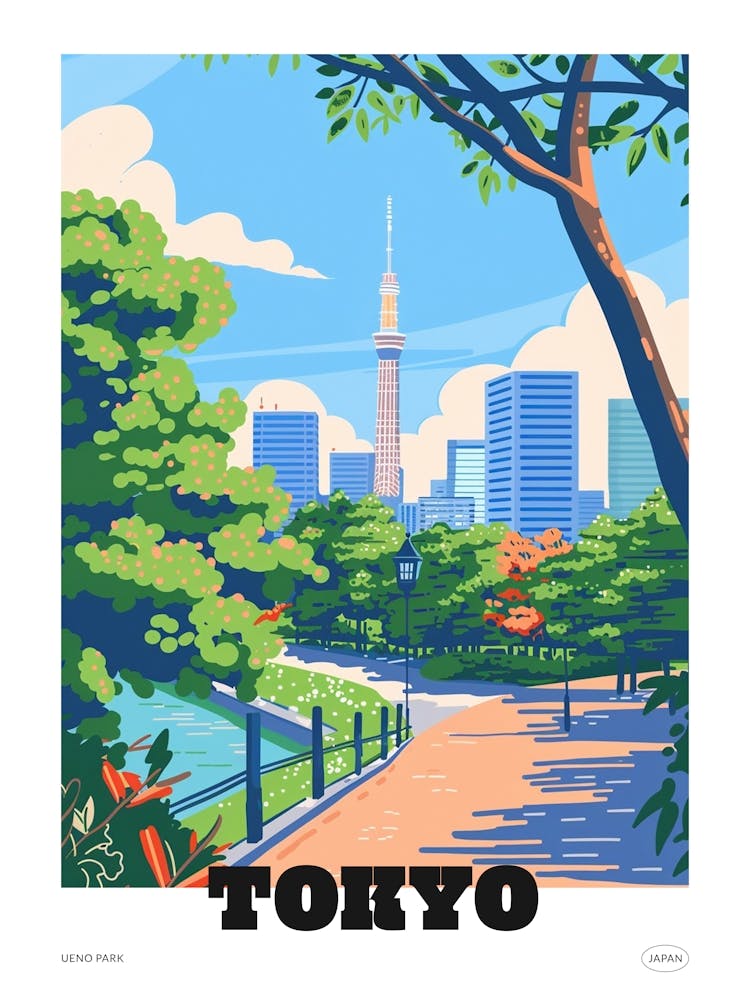 Ueno Park Tokyo 1 Colourful Illustration Poster
