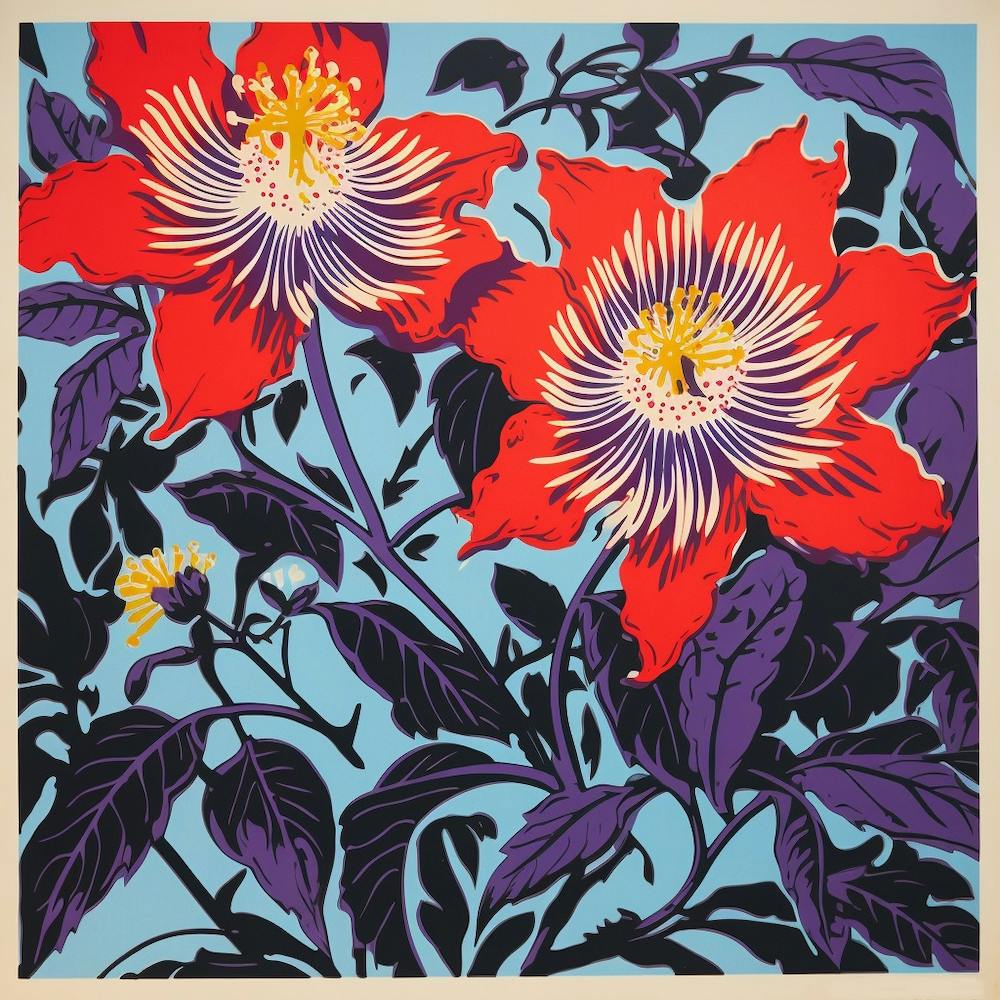 Passionflower 3 Pop Art Illustration Square