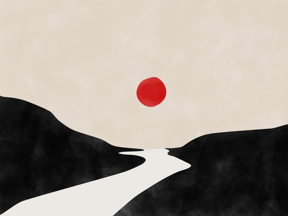 Black and Beige River Landscape