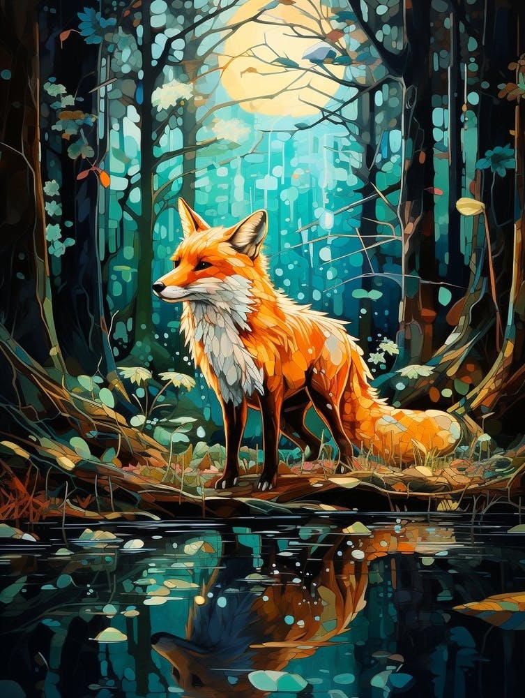 Red Fox Forest Painting 3