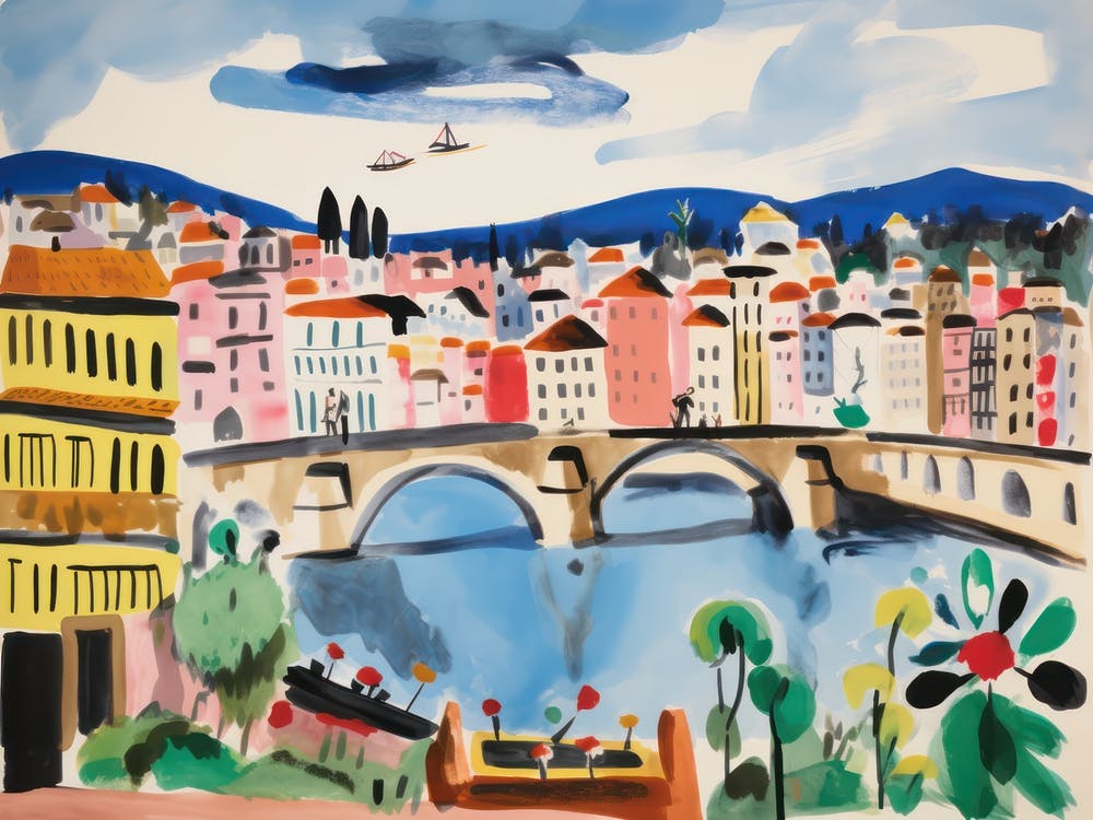 Florence Italy Cute Watercolour Illustration 1