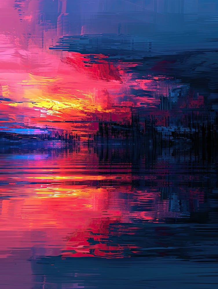 Sunset Over Water | Pixel Minimalism Art Series