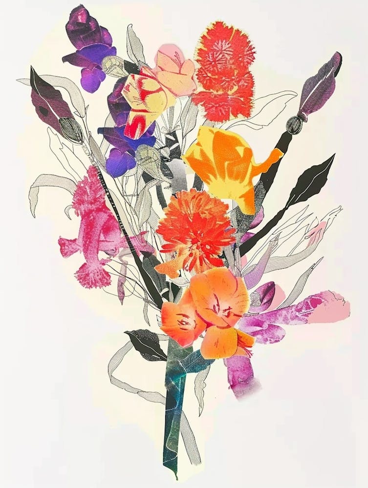 Celosia 1 Collage Flower Bouquet