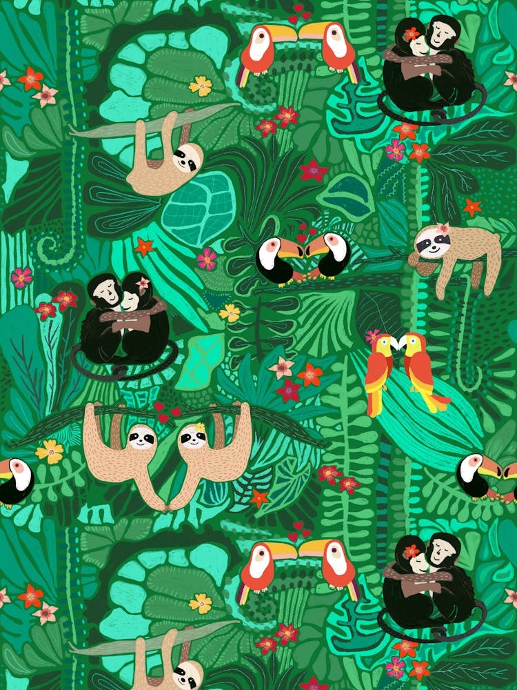 Wildlife of Costa Rica in Jungle Trees Sloths, Monkeys, Tropical Birds