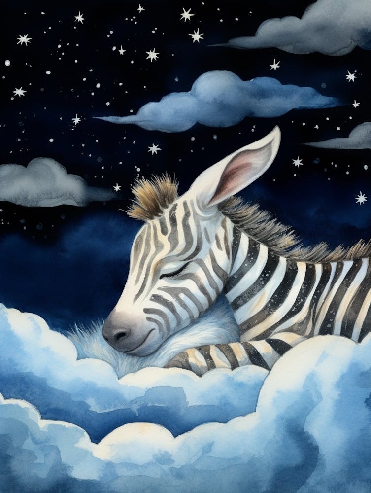 Baby Zebra Sleeping In The Clouds